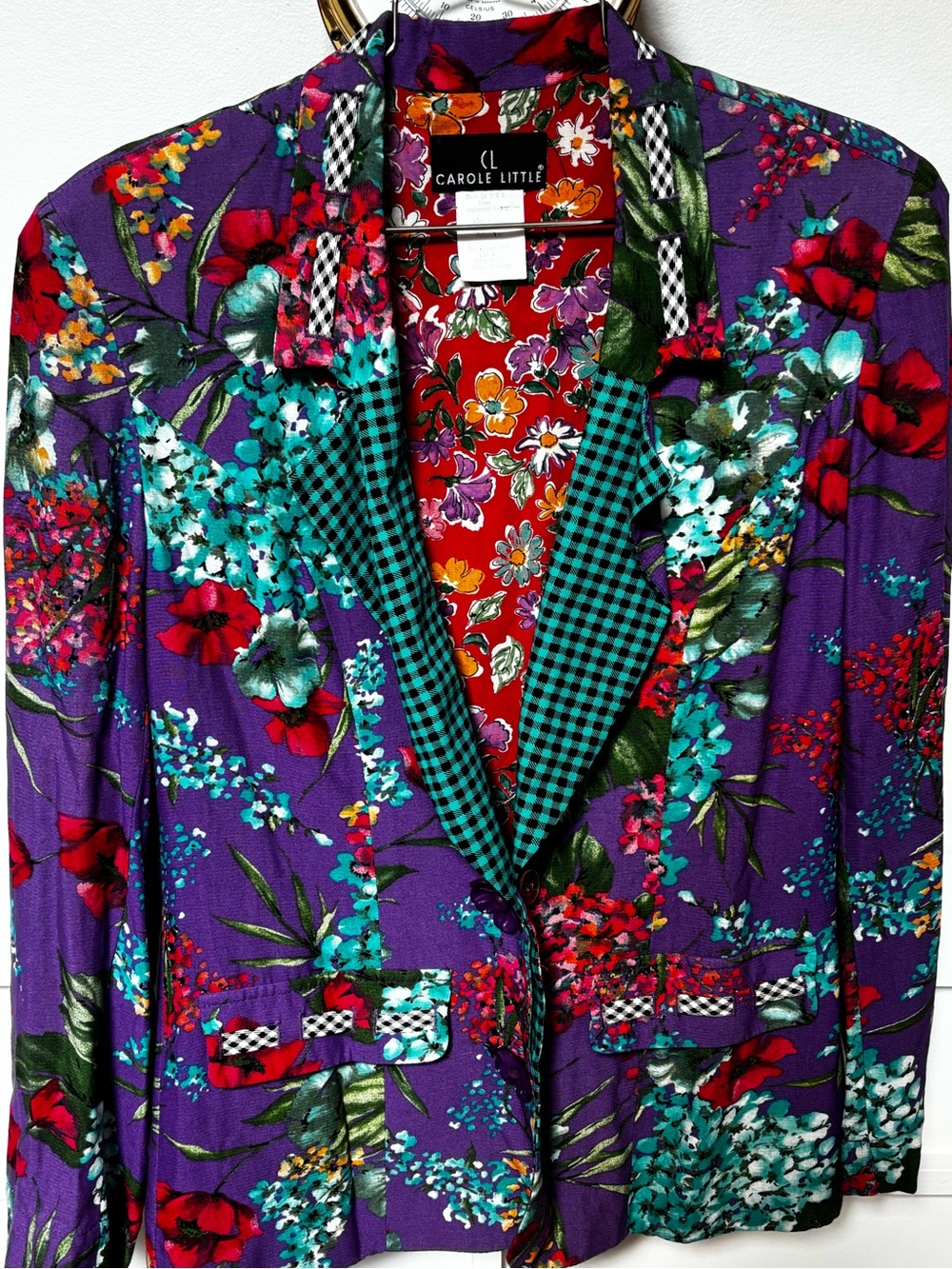 VTG Carole Little Women Art To Wear Multicolor Floral Rayon Jacket USA